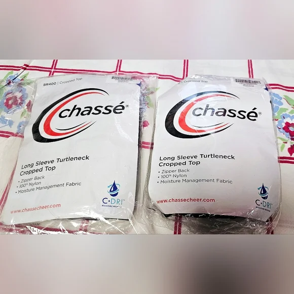 (2) Chasse Cheer Cropped Bodyliner Zippered Turtleneck - Picture 2 of 5